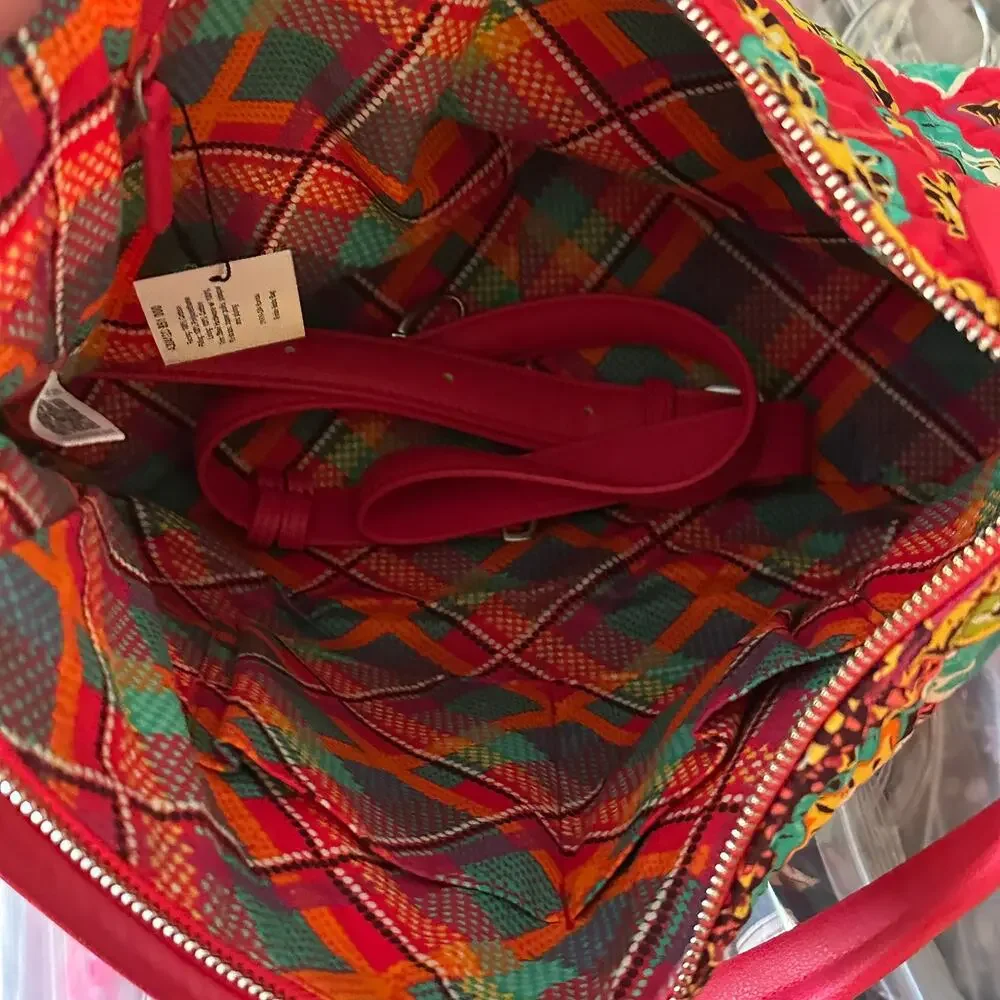 Vera Bradley NEW Vivian Hobo Bag Red Rumba Red Floral Print Crossbody Tote Purse